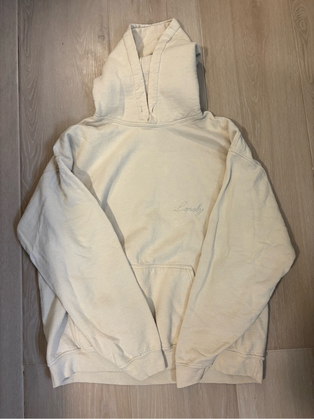 LONELY GHOST Cream Embroidered Hoodie